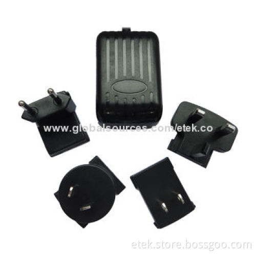 12W Universal Plugs Switching Power Supplies with CE/GS/UL/SAA/C-Tick Mark, OCP and OVP Protections